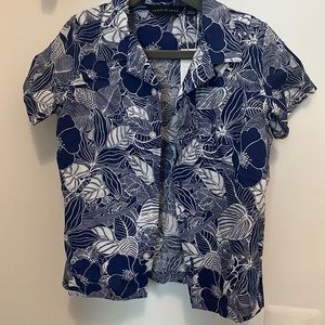 Boys Janie and Jack tropical leaf cabana button down